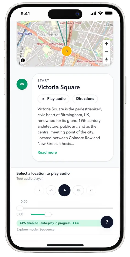 Guides.app phone mockup and museum tour preview